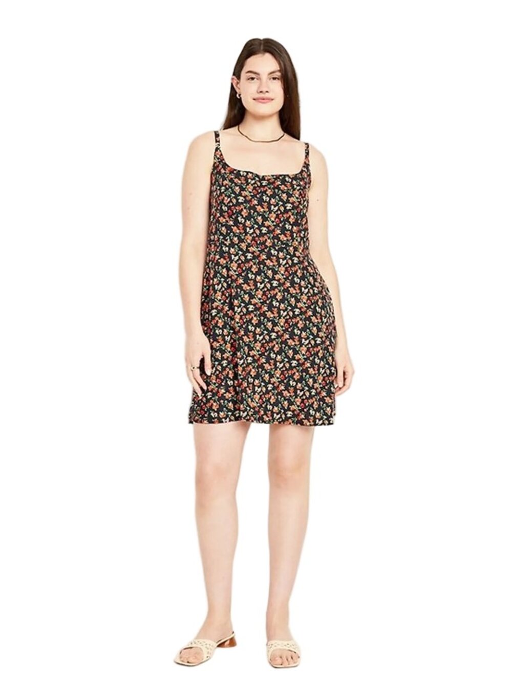 Old Navy Fit & Flare Cami Mini Dress, Blue Floral, Size Large
